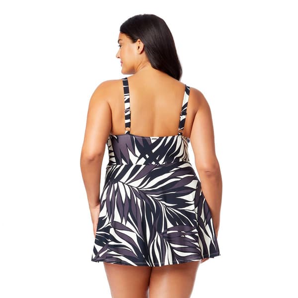 Plus Size Anne Cole Palm Chic Scoop Neck Wrap Swimdress