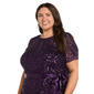 Plus R&M Richards Short Sleeve Lace Sequin Belted Evening Gown - image 3