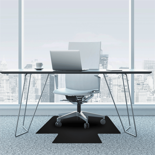 Floortex® Advantagemat® Black Vinyl Lipped Chair Mat for Carpets
