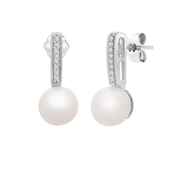 Gemstone Classics&#40;tm&#41; Sterling Silver Pearl & Sapphire Drop Earrings - image 