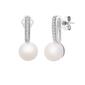 Gemstone Classics&#40;tm&#41; Sterling Silver Pearl & Sapphire Drop Earrings - image 1