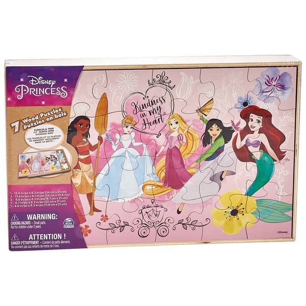 Disney Princesses 7pk. Wood Puzzle in Tray - image 