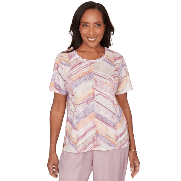 Womens Alfred Dunner Vintage Charm Chevron Geometric Tee - image 