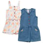 Girls &#40;4-6x&#41; Little Lass&#40;R&#41; 2pk. Denim & Floral Button Down Rompers - image 1