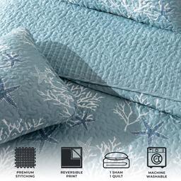 FreshFolds 3pc. Reversible Coastal Themed Quilt Set