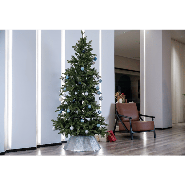 Northlight 27in. Silver Fabric Hexagonal Christmas Tree Collar
