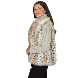 Womens Ruby Rd. Mythical Snow Leopard Faux Fur Vest