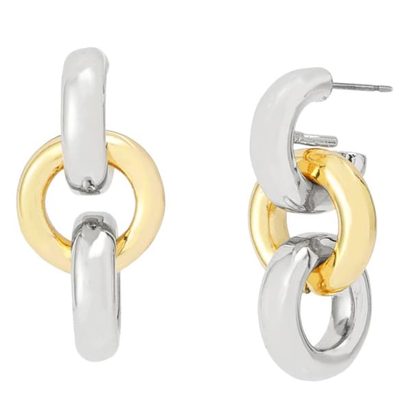 Steve Madden Interlock Rings Double Drop Earrings - image 