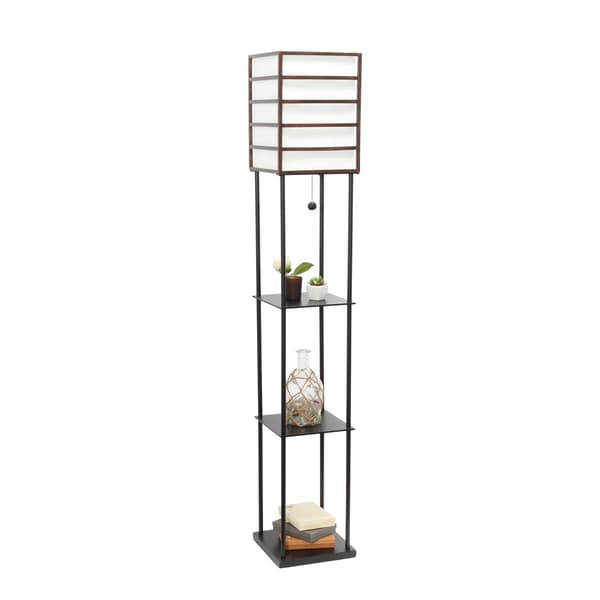 Lalia Home 1 Light Metal Etagere Floor Lamp w/Shelves & Shade