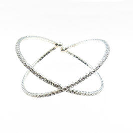 Rosa Rhinestones Cross Over Silver-Tone Bracelet