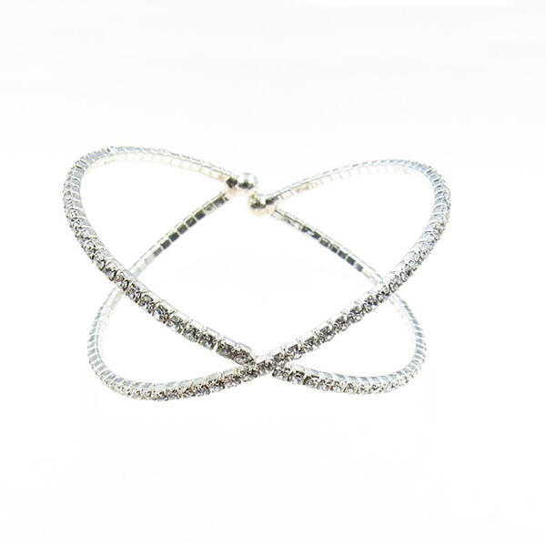 Rosa Rhinestones Cross Over Silver-Tone Bracelet - image 