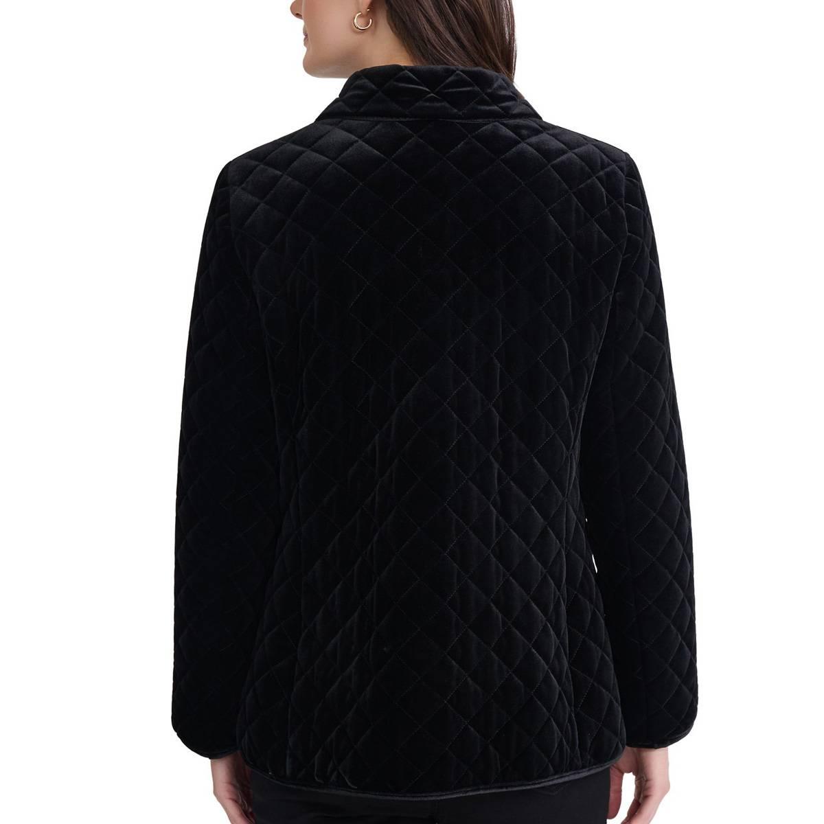 Petite Jones New York Snap Front Velvet Quilted Jacket