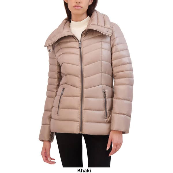 Womens Kenneth Cole&#174; Chevron Puffer Jacket w/Winged Collar