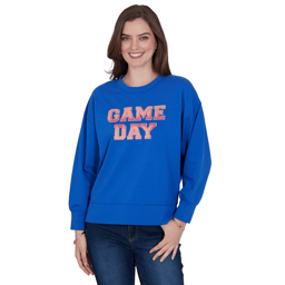 Womens Ruby Rd. Game of Luxe Game Day Graphic Terry Sweatshirt