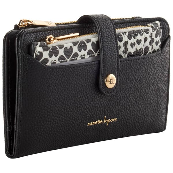 Womens Nanette Lepore Lilli Bi-Fold Wallet - Black Heart