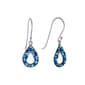 Sterling Silver Blue & White Pave Crystal Open Teardrop Earrings - image 1
