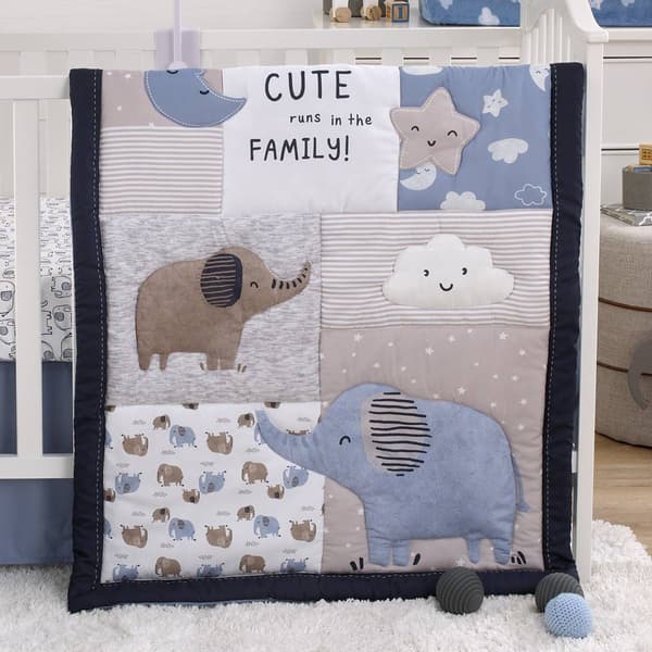Carter’s® 3pc. Blue Elephant Nursery Crib Bedding Set