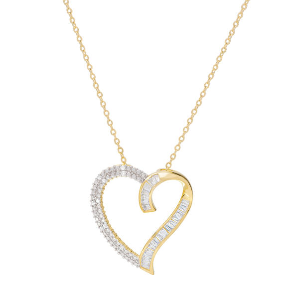 Gianni Argento 0.1ctw. Diamond and Cubic Zirconia Heart Pendant - image 