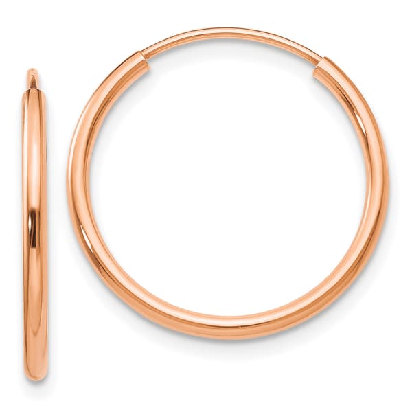 Gold Classics&#40;tm&#41; 14kt. 20mm Rose Gold Endless Hoop Earrings - image 