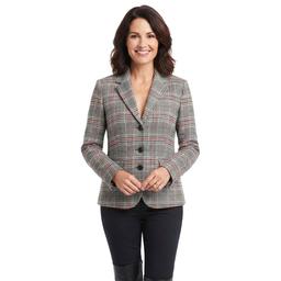 Womens Kasper Long Sleeve Two Button Plaid Notched Blazer
