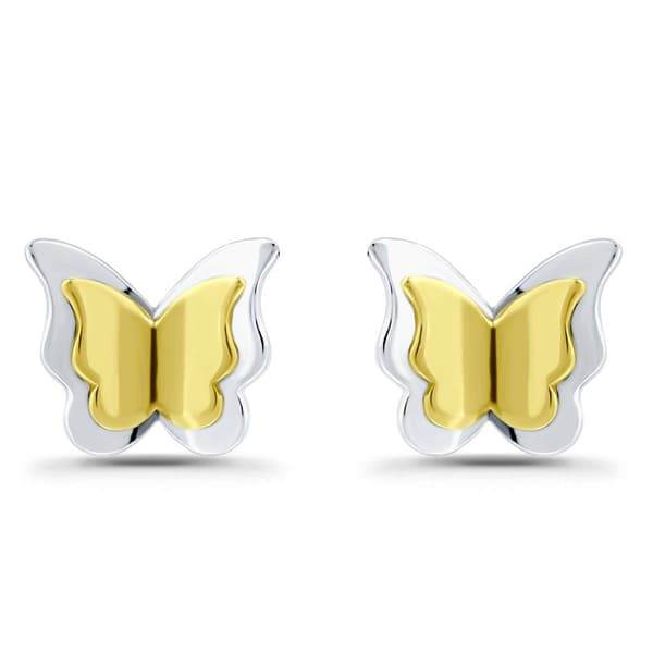 Designs by FMC 18kt. Two-Tone Butterfly Stud Earrings - image 