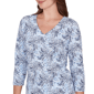 Petite Hearts of Palm Printed Essentials V Neck Floral Blouse - image 5