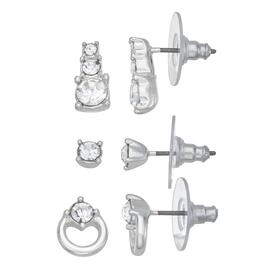 You''re Invited Silver Tone-Crystal Stud Trio Earrings