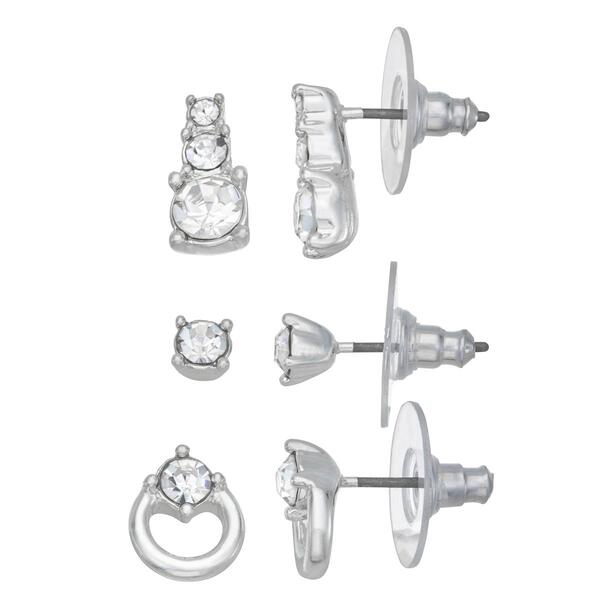 You''re Invited Silver Tone-Crystal Stud Trio Earrings - image 
