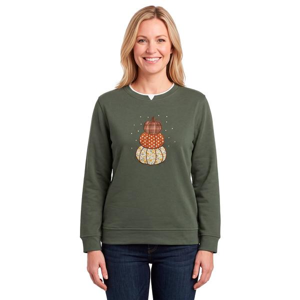 Plus Size Hasting & Smith Pumpkin Stack Fleece Sweatshirt - image 