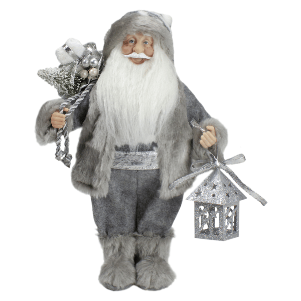 Northlight 12in. Faux Fur Standing Santa Claus Christmas Figurine