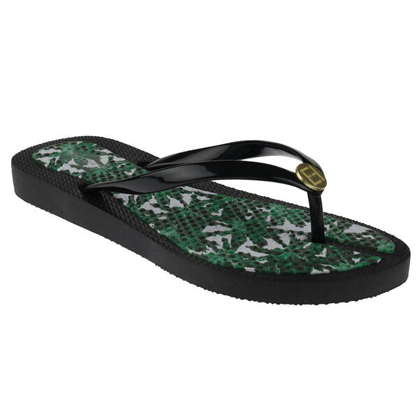 Womens Ellen Tracy Palm Trees Jelly Flip Flops with Charm - image 