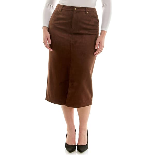 Womens Zac & Rachel Solid Suede Midi Skirt