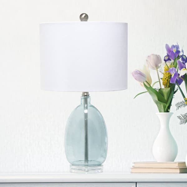 Lalia Home Classix Oval Glass Table Lamp w/White Drum Shade