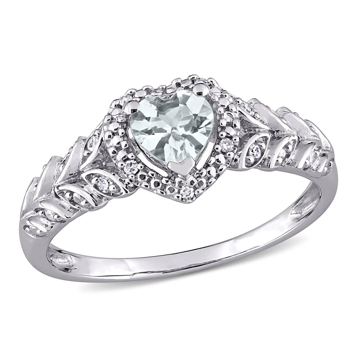 Gemstone Classics™ 10kt. White Gold Aquamarine Heart Halo...