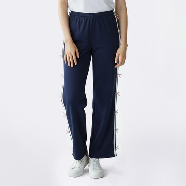 Juniors Derek Heart Wide Leg Fleece Sweatpants with Gingham Bow