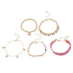 Ashley Pink & Gold-Tone Charm Beaded Bracelet Stack