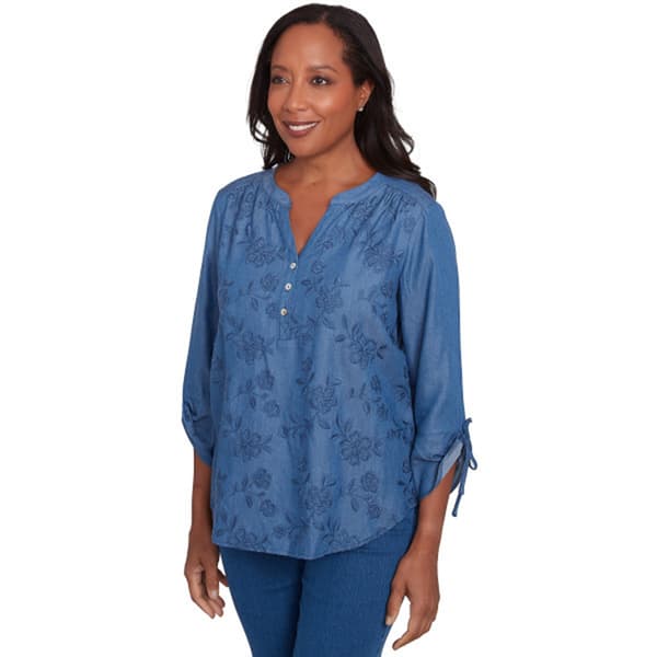 Plus Size Alfred Dunner Free Spirit 3/4 Sleeve Floral Blouse