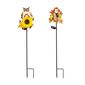 Evergreen Solar Fall Flowers and Owl Garden Stake - image 1