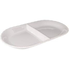Home Essentials Pure White 15x8 Bead 2 Section Platter