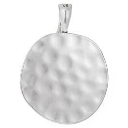 Wearable Art Silver-Tone Hammered Flat Circle Enhancer Pendant