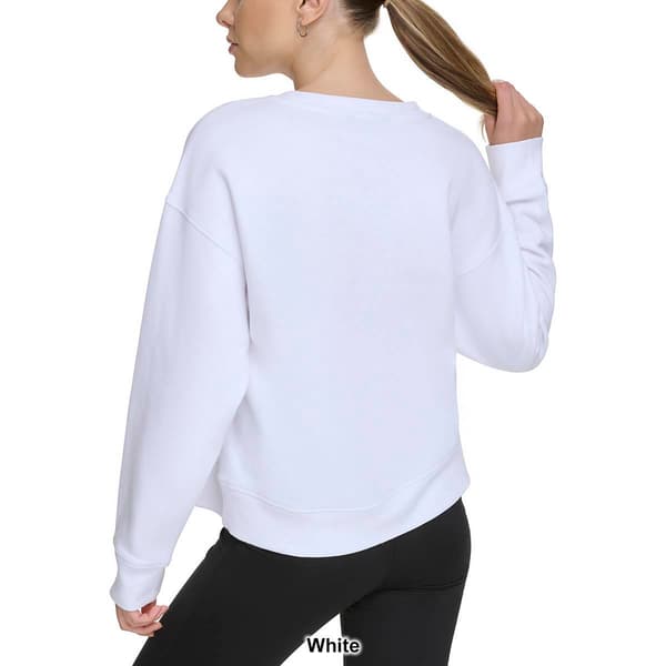 Womens DKNY Sport Satin Applique Logo Pullover Sweatshirt