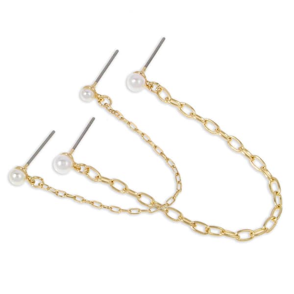Steve Madden Pearl Swag Chain Earrings Set