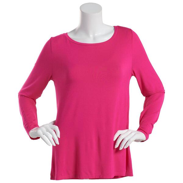 Womens Calvin Klein Long Sleeve Boatneck Solid Liquid Jersey Top - image 
