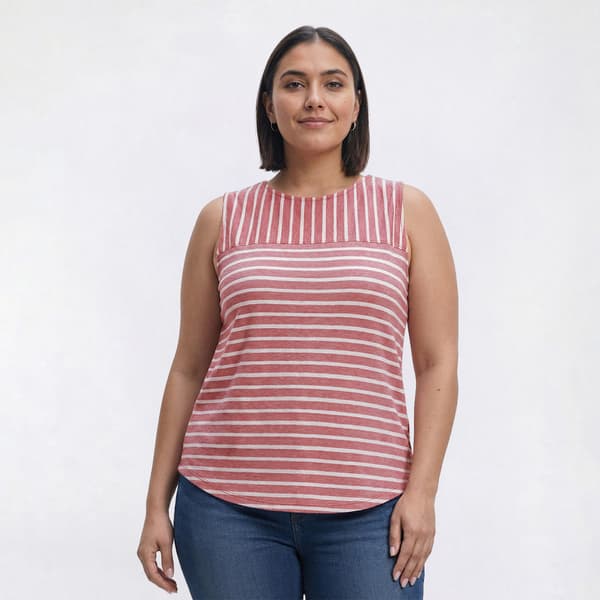 Plus Size Hasting & Smith Textured Stripe Tank Top - image 