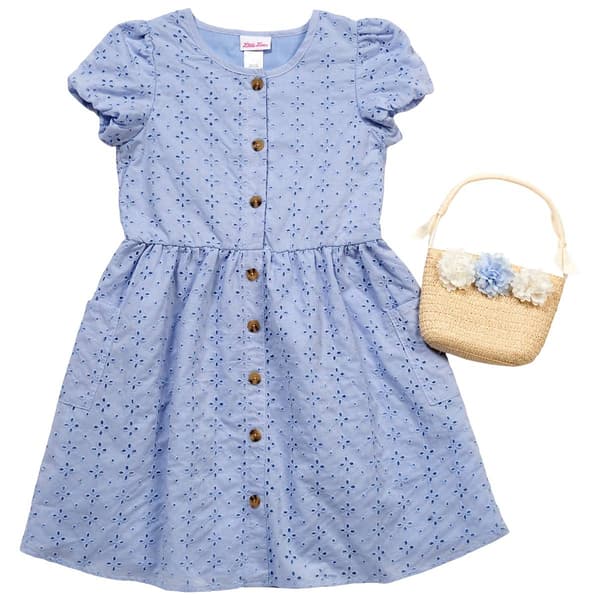 Girls (7-12) Little Lass(R) Eyelet Dress with Bag - image 