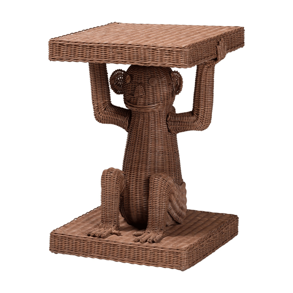 bali & pari Miyoco Handwoven Rattan Monkey End Table - image 