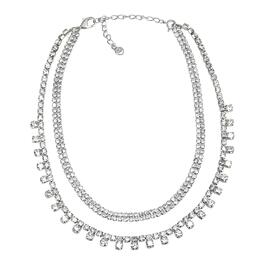 Roman Silver-Tone 2-Layer Cup Chain Choker Necklace