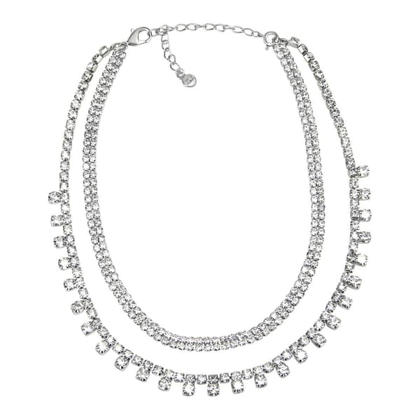 Roman Silver-Tone 2-Layer Cup Chain Choker Necklace - image 