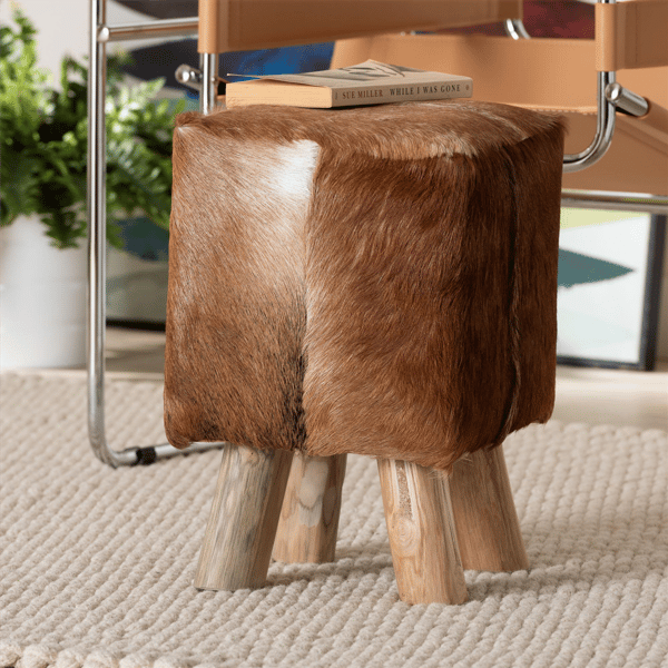 bali & pari Scotlyn Genuine Goat Leather Footstool