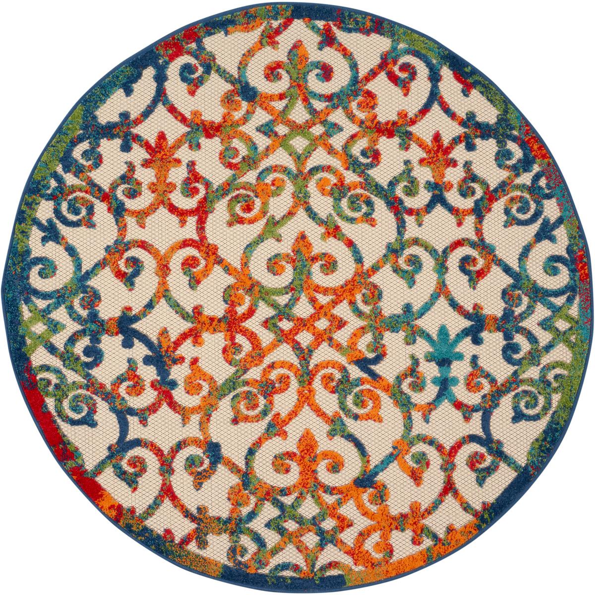 Nourison Aloha Scroll Contemporary Round Rug